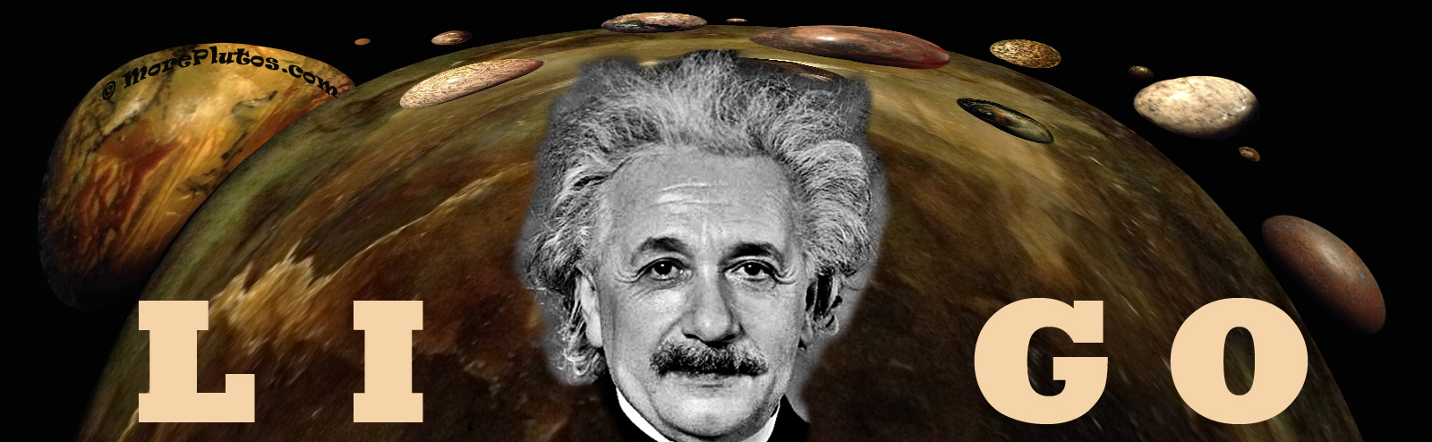 Einstein serenely enjoys LIGO's discovery of gravitational waves as the Dwarf Planets morph in response to his most weighty achievement