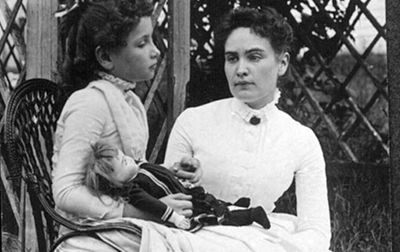 Helen Keller and Annie Sullivan when Helen was a child
