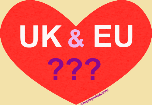 UK & EU inside heart with question marks